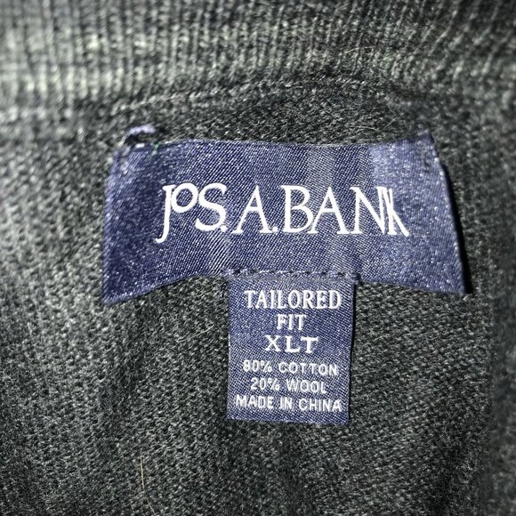 JOS A BANK Mens XLT Zip Up Cardigan Sweater Wool Cotton Ltweight Gray Tailored - Picture 3 of 8